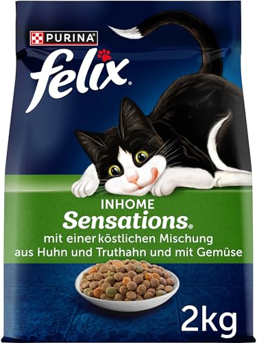 Felix Inhome Sensations Katzenfutter trocken für Hauskatzen, mit Huhn und Gemüse, 6er Pack (6 x 2kg)