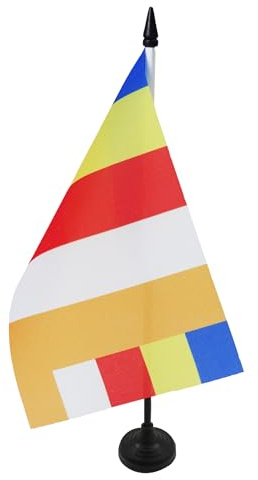 AZ FLAG Bordsflagga Buddhistisk 21x14 cm 100D Polyester Plastfot