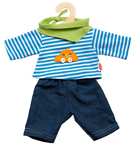 Heless 1315 - Bekleidungs-Set für Puppen, 3 teilig mit Jeans, Streifenshirt und pfiffigem Halstuch, Größe 28 - 35 cm