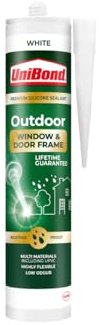 UniBond 2078170 Outdoor Window and Door Frame Sealant, White Outdoor Sealant, Durable Weatherproof Door and Window Sealant, Cartridge