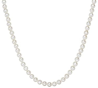 Valero Pearls Damen Perlenhalskette Hochwertige Süßwasser-Zuchtperlen 7-8 mm Rund weiß 925 Sterling Silber - Perlenkette Halskette mit echten Perlen