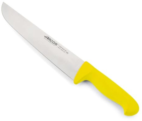 Arcos Coltello da Macellaio con Lama in Acciaio Inossidabile 250 mm – Coltello da Cucina Professionale per Tagliare Carne, Pesce e Verdure – Manico Ergonomico in Poliossimetilene, Giallo, Serie 2900