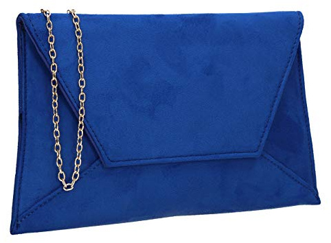 SwankySwans Dory Suedette - Bolso de mano delgado para fiesta, graduación, boda, novia, azul real, One Size