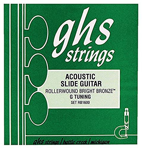 GHS™ Strings »BRIGHT BRONZE™ – RB1600 – ACOUSTIC SLIDE GUITAR strängar för akustisk glid-gitarr – 80/20 brons – scooter wound – G-Tuning: 015–054
