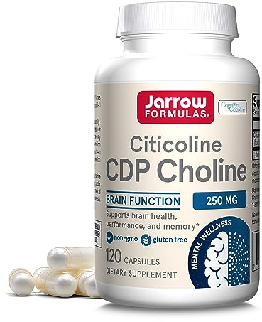 Jarrow Formulas Citicoline CDP 250 MG, CDP Choline Supplements, Support Brain Health, Performance and Memory, 120 Capsules, Up to a 120 Day Supply
