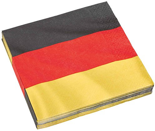 Amscan 9900304 - Servietten Deutschland, 20 Stück, 33 x 33 cm, Mottoparty, Fußballparty, Geburtstag