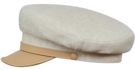 Sterkowski Danube Model 7 | Leinen Schirmmütze für Herren und Frauen | Kapitänsmütze Herren Fischerhut Herren Elbsegler Mütze Herren Schildmütze Damen Visor Cap Herren 60 cm Beige