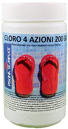 Cloro 4 azioni per piscina 5 pastiglie da 200 grammi -barattolo 1kg-Lapi Chimici