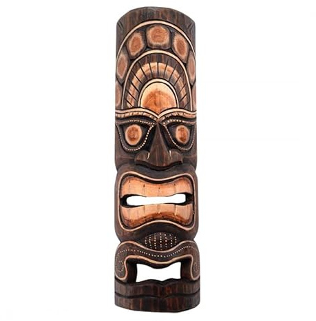 Coco Papaya Masque Tiki Polynésien 50cm en bois sculpté | Déco Tiki Bar