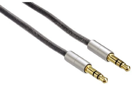 Hama Aux Kabel „AluLine 2m (3,5 mm Klinkenkabel, Audio Kabel für Smartphone, MP3-Player, Robustes, kleines Aluminiumgehäuse, Gewebemantel, Stereo Klinkenstecker 3,5 mm-3,5 mm, vergoldet) schwarz