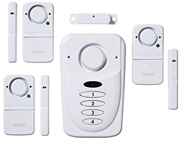 SABRE Door and Window Alarm Kit, 120 dB Alarm, Audible Up To 1,580-Feet (480-Meters), Chime, Away, Home And Panic Modes, Sensors Work On Left And Right Hinged Doors, Low Battery Indicator