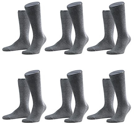 FALKE Herren Family Socken Strümpfe 14645 6er Pack, Sockengröße:43-46;Artikel:14645-3390 grey mel.