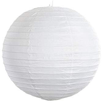 PartyDeco Papierlampion – Papierballon Lampion Dekobeleuchtung Laterne – Weiß, 35 cm