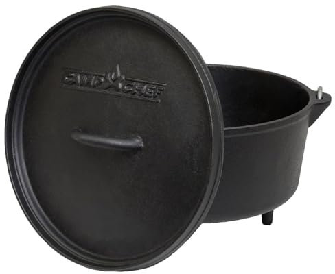 Camp Chef Klassischer tiefer Dutch Oven – Gusseisen-Dutch Oven Topf mit Deckel für Kochen im Innen- und Außenbereich – 25,4 cm Dutch Oven – 5 Quarts
