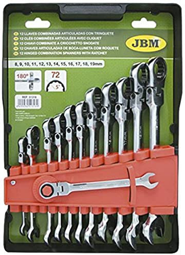 JBM Set DE 12 Llaves COMBINADAS ARTICULADAS con TRINQUETE