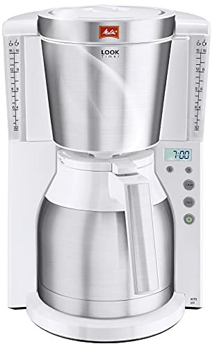 Melitta Look IV Therm Timer Cafetera de Filtro con Jarra Isotérmica, 1000 W, 1.25 litros, Blanco
