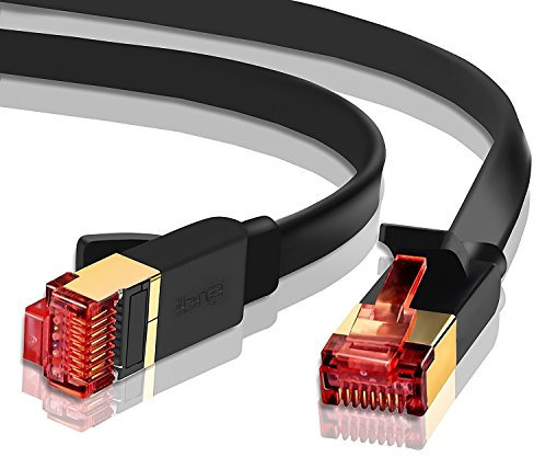 IBRA® 2M Cable de Red Gigabit Ethernet LAN Cat.7 (RJ45) CAT7 (Avanzado) | 10 Gbps a 600 MHz | Cables Chapado en Oro Plug STP | Patch | Router | Módem| Negro Oblato