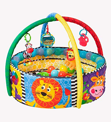 Playgro Ball Activity Nest – 5 Fun Play Modes, 32 Colourful Balls & Detachable Hanging Toys - Sensory Baby Play Mat with Mirror for Self-Awareness - Baby Play Mat Suitable for Babies From 0 Months+