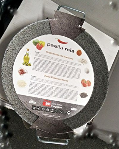 Padella per paella pietra 36 centimentri 2 manici antiaderente fuoco Stovmon Accademia Mugnano