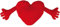 Out of the blue Cojín-Almohada Corazón Rojo con Brazo/Tamaño : 70 x 30 cm
