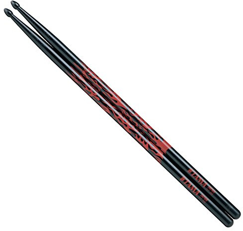 Tama 7A-F-BR Design Series Drumsticks Japanese Oak Rhythmic Fire – Black & Red
