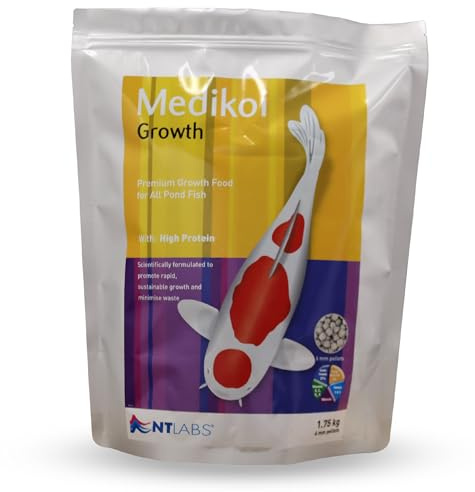 NT Labs Medikoi Growth Pond Fish Food Adult 6mm Pellets (1.75kg) | High protein koi feed utilises omega fish oils for body tissue growth while supporting excellent fish condition.