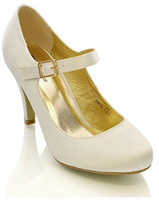 ESSEX GLAM Womens Bridal Stiletto White Ivory Satin Ladies Heels Wedding Bridesmaid Court Shoes Size 3 4 5 6 7 8