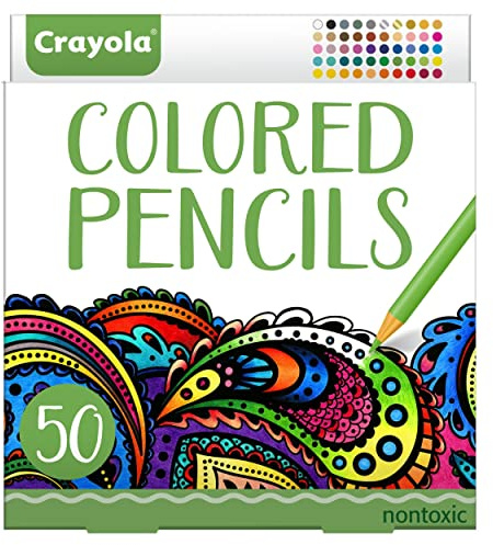 Crayola Colored Pencils For Adults (50ct), Colored Pencil Set for Adult Coloring Books, Coloring Set, Gift for Teens & Adults [Amazon Exclusive]