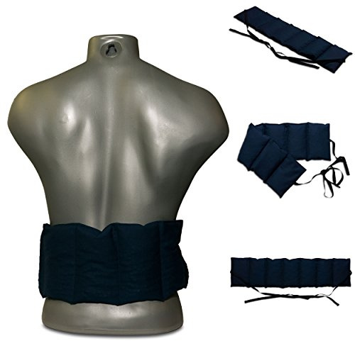 Cuscino termico diviso en 7 compartimenti 65x15cm - con bande da legare - semi di farro bio – blu scuro - utilizzabile caldo e freddo