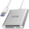 UNITEK Y-9313 All in One Kartenleser USB 3.0, 5 Gbps, 3 Slots,für SD/mini SD/micro SD/micro SD(TF)/CompactFlash (CF)/MS für Windows PC, Mac, Notebook und TV, Silber, Aluminium