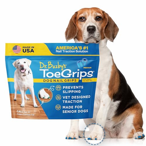 Dr Buzby's Medium ToeGrips for Dogs - Instant Traction on Wood/Hardwood Floors - Anti Slip Relief - Grippers for Senior Dogs - Stop Sliding Instantly - Rubber Nails for Paws - 1 Pack (20 Grips)