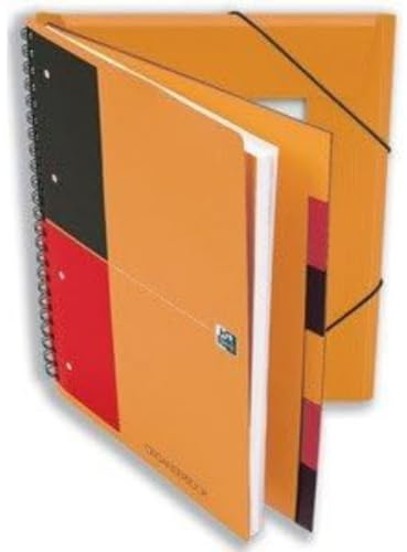 Oxford Organiserbook International A4, liniert, 160 Seiten, Gummizugmappe mit 6 festen Registern, 5 Stück