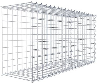 GABIONA Cesta de piedra de gavión rectangular, malla de 5 x 5 cm, profundidad de 30 cm, cesta de cultivo tipo 2, cierre de espiral, galvanizado (100 x 50 x 30 cm)