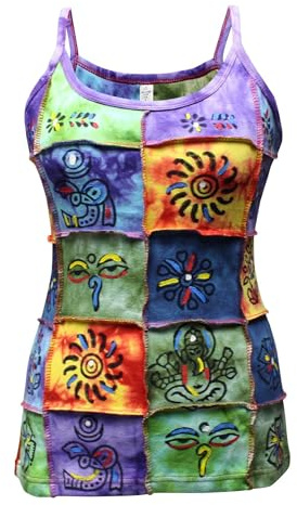 SHOPOHOLIC FASHION Women’s Handmade Boho Patchwork Cotton Summer Festival Tank Top