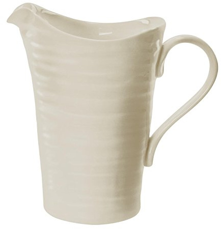 Portmeirion Sophie Conran Large Pitcher (Pebble) - 3pt Fine Porcelain Jug for Serving Cold Beverages or Displaying Flowers - Dishwasher, Microwave, Freezer & Oven Safe Farmhouse Tableware