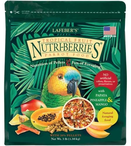 LAFEBER'S Tropical Fruit Nutri-Berries Pet Bird Food, Made with Non-GMO and Human-Grade Ingredients, for Parrots, 3 lb