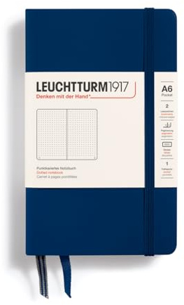 LEUCHTTURM1917 - Notebook Hardcover Pocket A6-187 Numbered Pages for Writing and Journaling (Navy, Dotted)