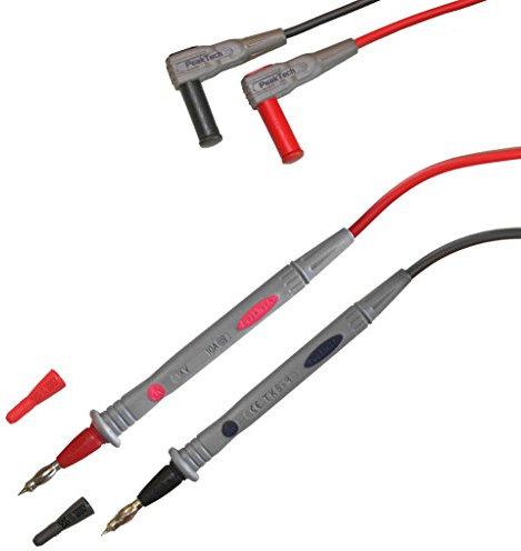 PeakTech Messspitzen für Multimeter 120 cm - Flexible Messleitungen & Messspitzen mit 4mm Stecker - 1000V AC/DC, 10A, CAT III/IV - Messkabel für Multimeter mit Prüfspitzen Grau/Rot/Schwarz