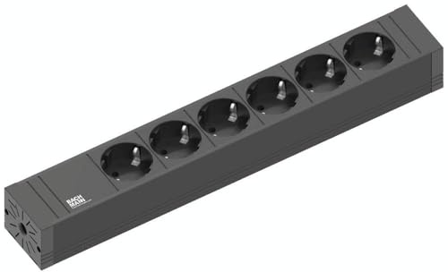 Bachmann 420.0018 kontaktuttag CONNECT LINE 6 x säkerhetskontaktuttag, matningskabel 2,0 m, svart