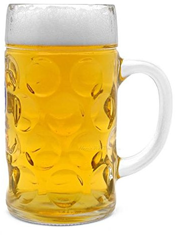 Home to Table Oktoberfest Large 44 Oz Dimpled Glass Jumbo Beer Mug With Handle Steins, Perfect For Coffee/Tea, Everyday Drinking, Cocktail.