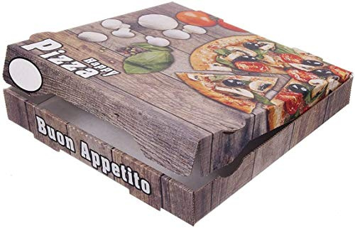 TOP 100 Pizzakartons Pizzaboxen braun NYC New York 4,2cm hoch Piccante Verschiedene Größen zur Auswahl (33x33x4.2cm)