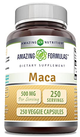 Amazing Formulas Maca 500 Mg | Vegetarian Capsules Supplement | Non-GMO | Gluten-Free | Made in USA (1 Pack | 250 Count)
