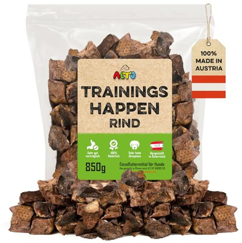 ALTO – premium träningsgodis för hundar – torkad nötkött lungor kub liten 850 g – naturligt hundgodis spannmålsfri – för hundträning, godispåse för hundar, valpar behandlar