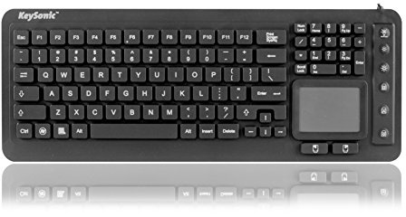 KeySonic KSK-6231 Tastatur INEL (US) Silikon-Tastatur universell Staub und wasserdicht Full-Size Touchpad mit Beleuchtung, schwarz, 28077