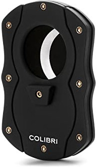Colibri Cut | Doppel-Guillotine-Zigarrenschneider | Schwarz mit farbigen Klingen | Federauslöser | Bis zu 62 Ringmaß-Zigarren | Ergonomisches Design | Inklusive Geschenkbox