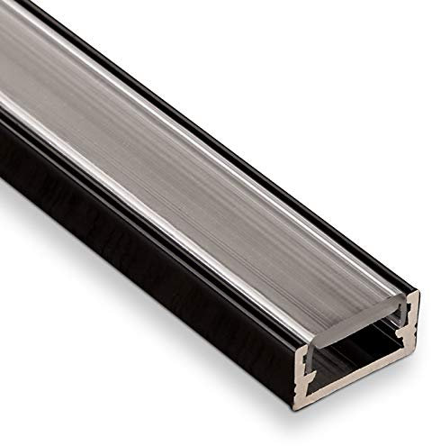 5 Stück SO-TECH® LED Profil-11 Schwarz Aufbauprofil 2000 x 14 x 7 mm mit klarer Abdeckung