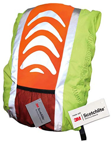 Salzmann 3M Reflective Rucksack Cover High Visibility, Waterproof, Weatherproof Made with 3M Scotchlite, Yellow / Orange, Standard (up to 36L)