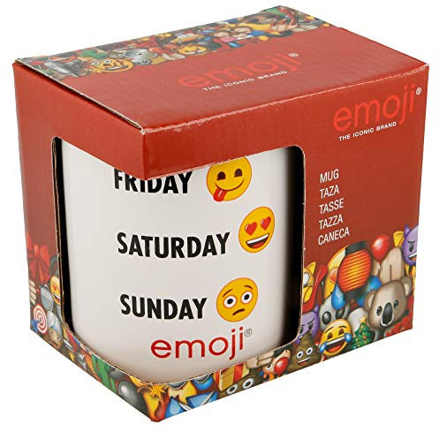 Emoji Weekday Tasse in Geschenkbox, Keramik, weiß, 10 x 11 x 8 cm