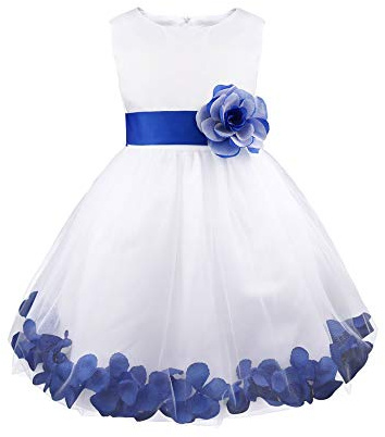 YiZYiF Vestido de Princesa Flores para Niñas Vestido Boda de Dama de Honor Fiesta Vestido Bautizo Tutú sin Manga con Lazo Vestido Elegante Ceremonia 2-14 Años Azul Marino 9-10 años