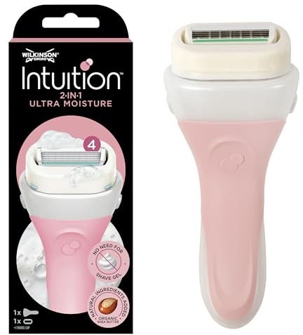 Wilkinson Sword Intuition 2-in-1 Ultra Moisture Rasierer für die Damenrasur, Hauch von Sheabutter, Rasierer für die alltägliche Rasur, 1 wiederverwendbarer Rasierer und 1 Refill-Klinge